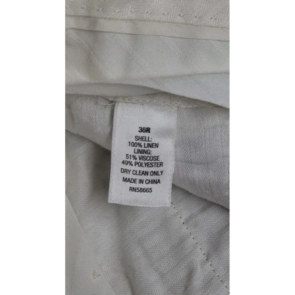 Jonh Nordstrom 36R Linen Dress Pants Luxury Beach Leisure Cream Trousers Vaca